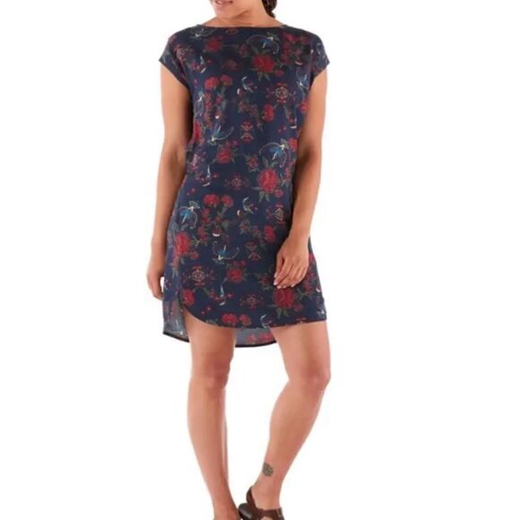 NWT Patagonia June Lake Navy Blue Mini Dress Byrd Floral S Tencel Short Sleeve - Picture 5 of 5